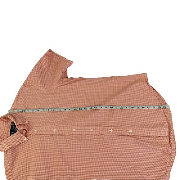 Mens Ralph Lauren Short Sleeve Button Down Shirt Size Large Gingham Check Orange - Picture 5 of 7